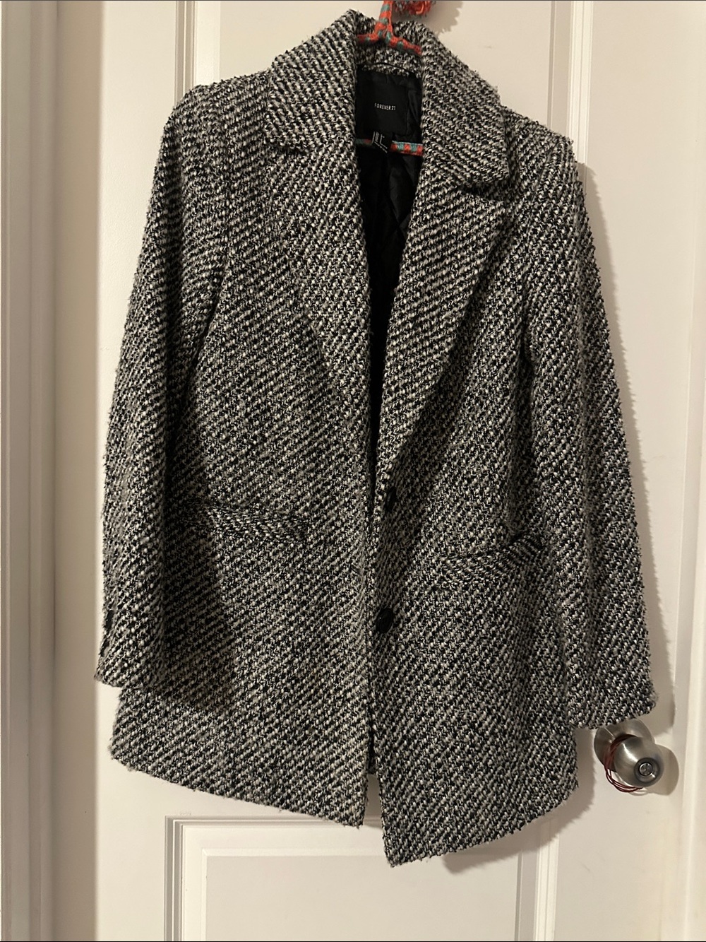 Forever 21 Black and White Tweed Peacoat